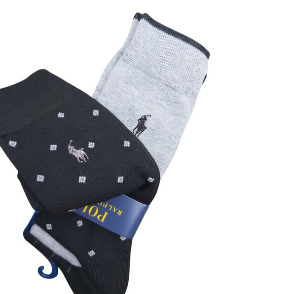 Polo Ralph Lauren 3Pack Dress Socks Black Grey Stripe Diamond Casual 10-13 - Picture 4 of 9